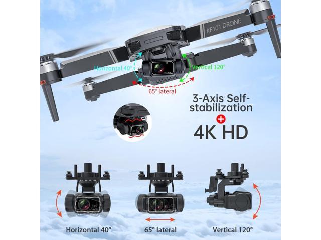 Binygo KF101 MAX GPS Drones with Camera for Adults 4K, RC Distance 5000M, 3 Axis Gimbal+EIS+Repeater, 5G FPV Foldable Quadcopter with Brushless Motor, 30Mins Flight Time 8K with one battery